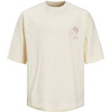 JACK & JONES JUNIOR T-shirt JORFARO met backprint ecru/roze