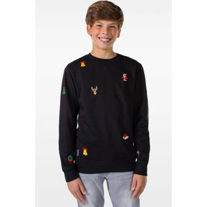 OppoSuits sweater X-Mas Icons met all over print zwart/meerkleurig