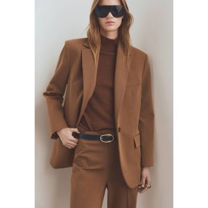 Mango Wide leg high waist broek bruin