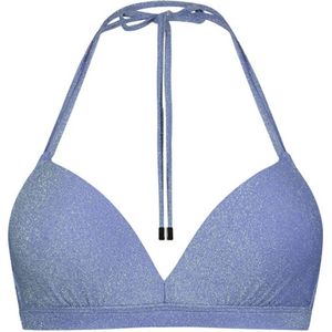 Beachlife voorgevormde halter bikinitop met lurex lichtblauw