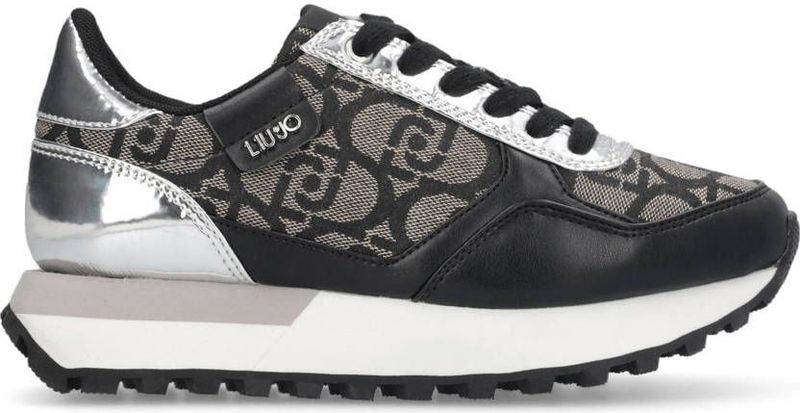 Liu Jo - Sneakers - Zwart - Leer - Jacquard Monogram