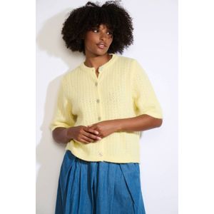LOLALIZA gebreid vest lichtgeel ajour