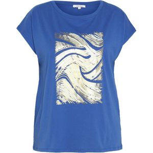 Paprika metallic T-shirt met printopdruk blauw/goud