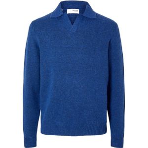 SELECTED HOMME wol gebreide trui SLHRAI blauw