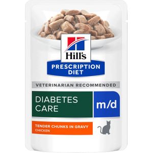 Hill's m/d Diabetes Care Kattenvoer Maaltijdzakje - Kip - 12 x 85 g
