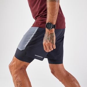 2-in-1 herenshort voor hard- en traillopen run ultra 900 lange afstanden grijs