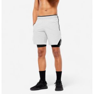 Ademende en lichte crosstrainingshort voor heren celliant grijs