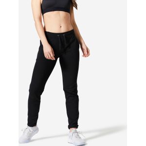 Joggingbroek voor fitness dames 500 slim fit zwart