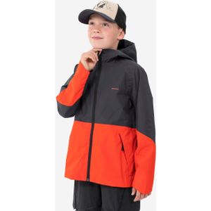 Regenjas voor wandelen mh500 grijs rood kinderen 7-15 jaar
