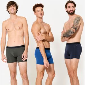 Boxershorts heren donkerblauw blauw kaki
