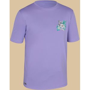 Uv-shirt kind (7-15 j.) korte mouwen hibiscus paars