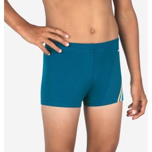 Zwemboxer voor jongens 500 fitib blauw beige streep