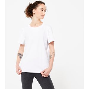 Fitnessshirt voor dames 500 essentials gletsjerwit