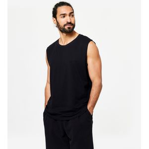 Stretch tank top voor fitness heren 500 zwart