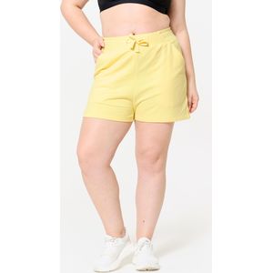 Fitnesshort met zak voor dames pastelgeel