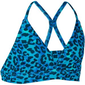 Bikinitop voor meisjes 500 triangel lizy luipaard blauw