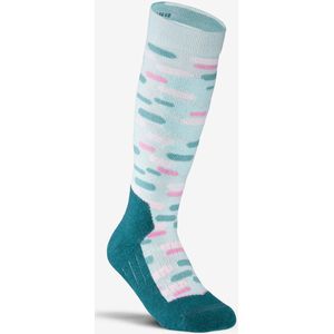 Ski- en snowboardsokken voor kinderen 500 motief blauw