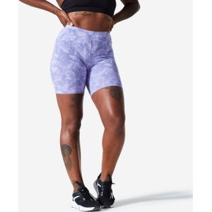 Bikershort voor fitness dames 500 paars print