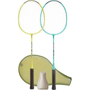 Badmintonracketset voor volwassenen fun br130 turquoise/groen