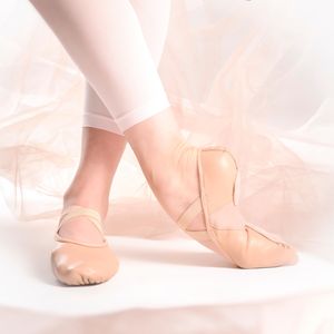 Balletschoenen leren demi-pointes met splitzool beige maat 28-42