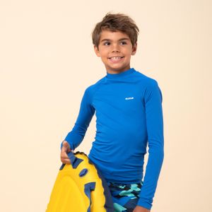 Uv-werende rashguard met lange mouwen voor kinderen blauw