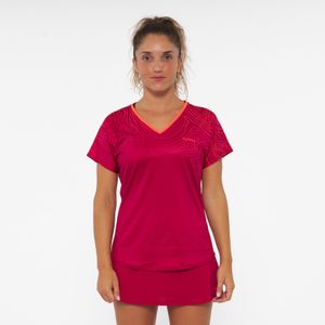 Ademend padelshirt met korte mouwen voor dames 500 rood