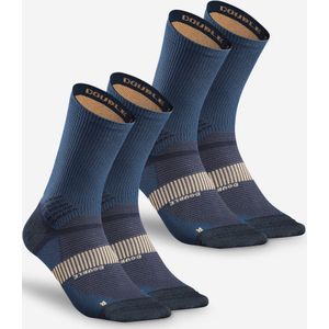 Wandelsokken hike 520 dubbellaags high marineblauw 2 paar
