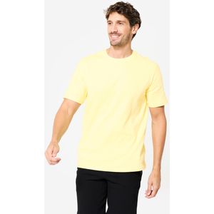 Fitness t-shirt met ronde hals voor heren pastelgeel