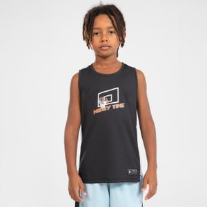 Basketbal shirt kind t500 zwart/lichtblauw