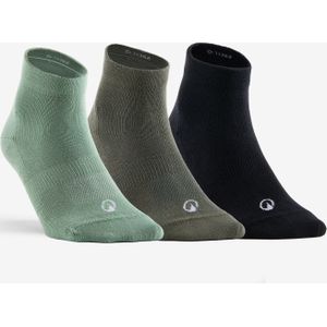 Halfhoge tennissokken rs 160 kaki/zwart set van 3 paar