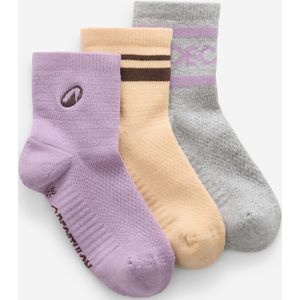 Enkelsokken paars/beige/grijs 3 paar