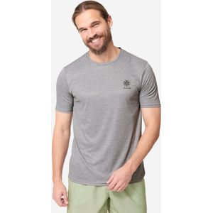 Uv-werend zwemshirt met korte mouwen voor heren grijs met print