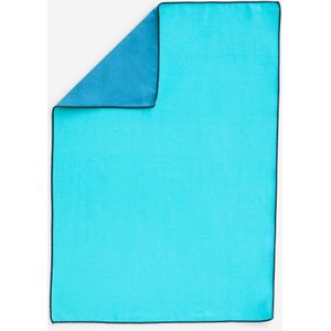 Microvezel handdoek maat s - 39 x 55 cm. dubbelzijdig blauw/groen