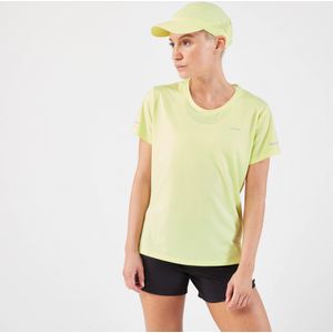 Ademend hardloop-t-shirt voor dames run 500 dry geel
