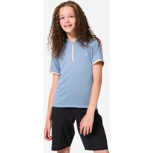 Fietsshirt 500 met korte mouwen voor kinderen blauw 7-11 jaar