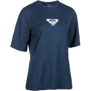 Rashguard met korte mouwen voor dames met logo indigoblauw
