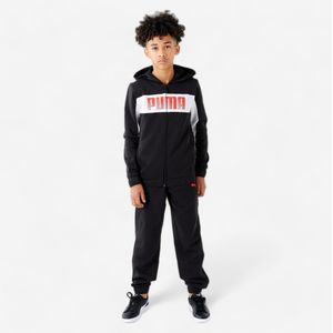 Ademend puma trainingspak voor kinderen | zwarte broek en hoody vest