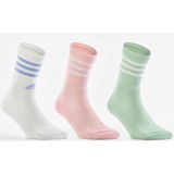 Hoge sportsokken gestreept groen roze set van 3 paar