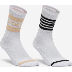 Halfhoge sokken voor dames beige zwart wit