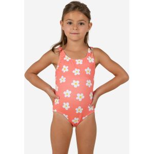 Badpak - Koraal - Gewafelde Stof - Met Bloemenprint