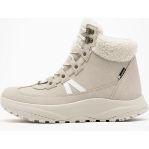 Warme waterdichte wandelschoenen nh500 mid leer voor dames beige