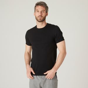 Fitness t-shirt voor heren slim fit 500 zwart