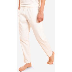 Broek voor zachte yoga heren vlas katoen wit