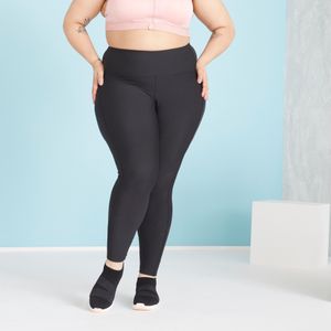 Legging voor cardiofitness dames smartphonezak grote maten zwart