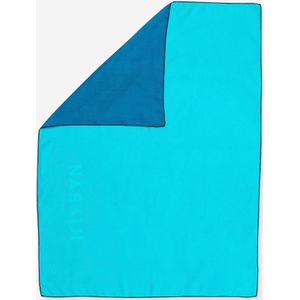 Microvezel badhanddoek voor zwemmen dubbelzijdig groen/blauw maat m 60 x 80 cm