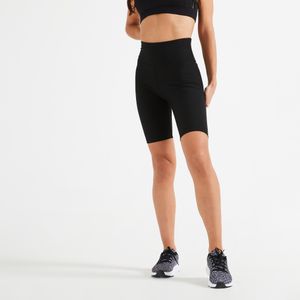 Biker short met hoge taille voor cardiofitness dames zwart