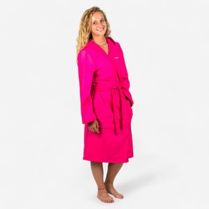 Compacte microvezel dames badjas met capuchon roze