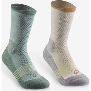 Hoge wandelsokken hike 500 voor kinderen groen 2 paar