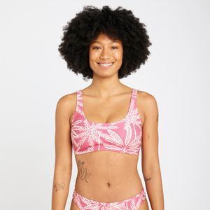 Bikinitop met textuur voor dames triangel aurely palmer roze