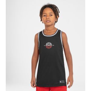 Basketbal shirt kind t500r omkeerbaar zwart/rood